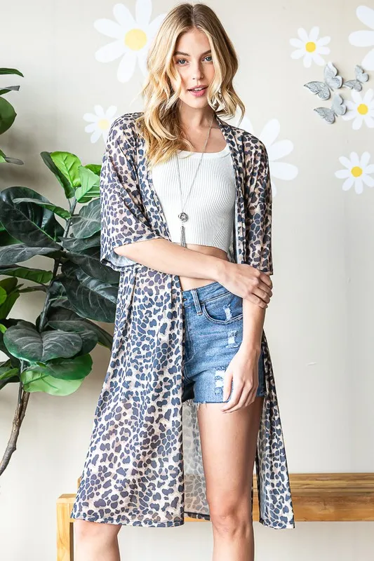 Full Size Leopard Open Front Cardigan Plus Size, image 3