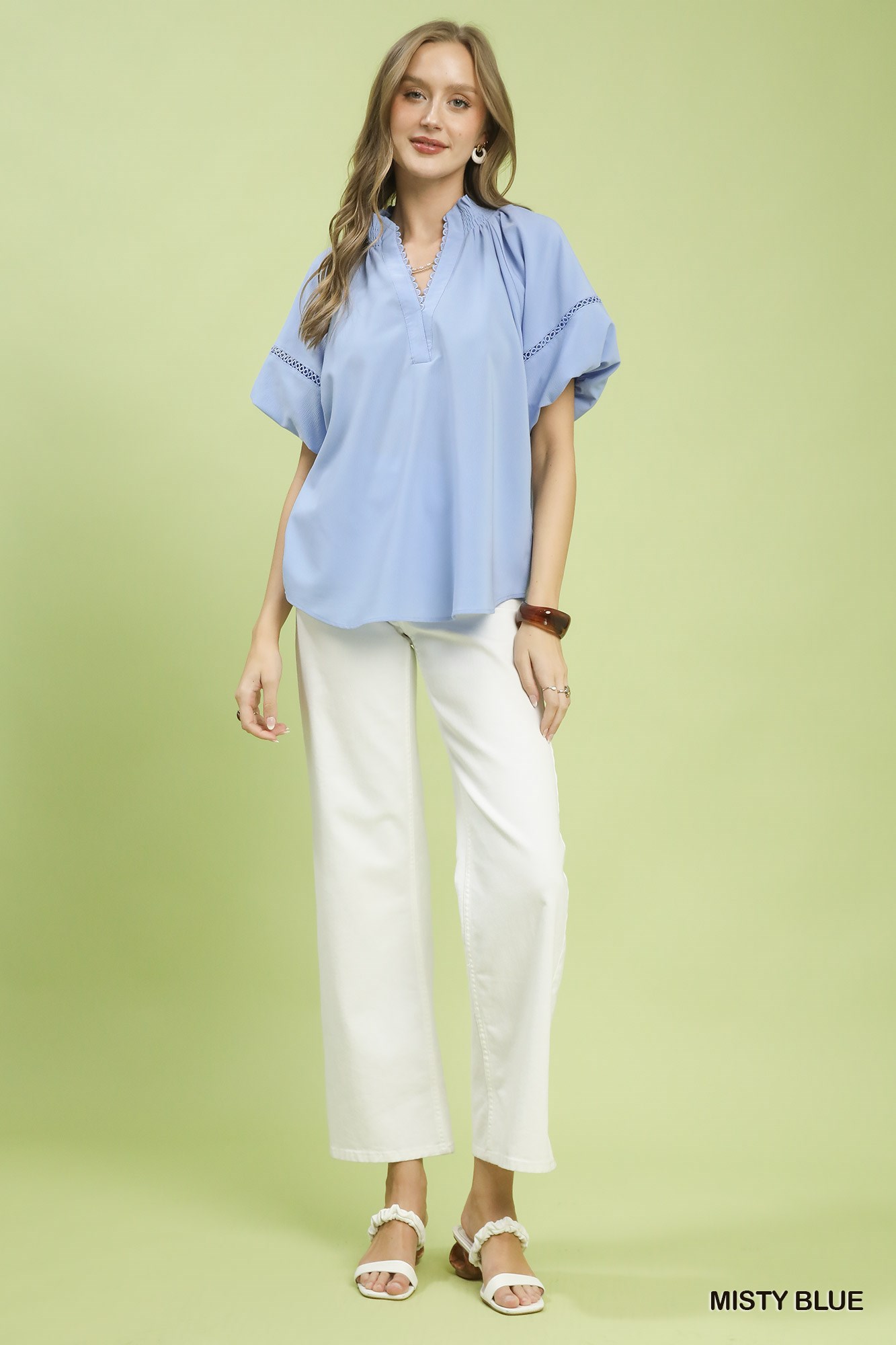 Lace Trim Peasant Top, image 3