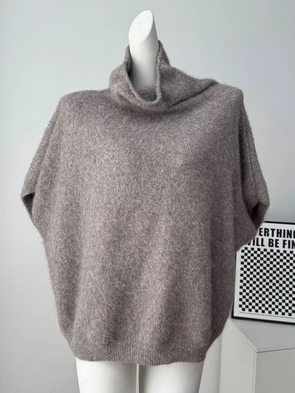 Turtleneck Fuzzy Short Sleeve Sweater, image 13