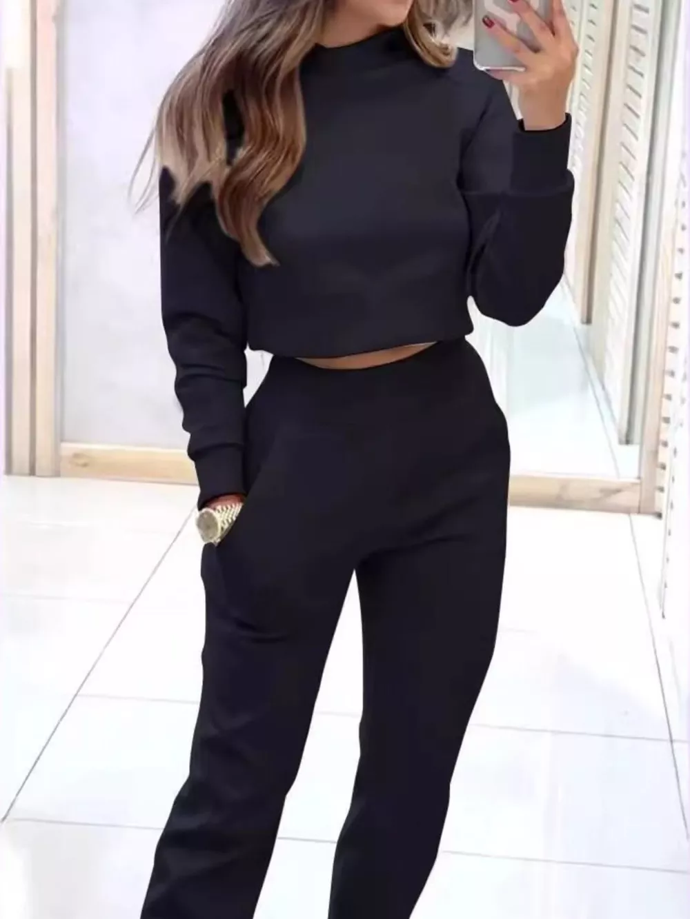 Cropped Sweatshirt and Jogger Set, image 14