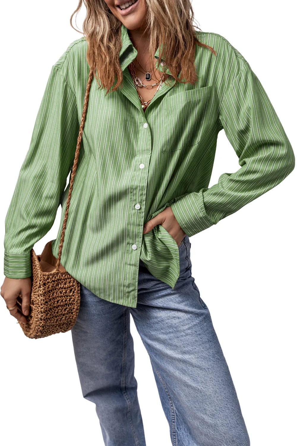 Striped Button Up Long Sleeve Shirt, image 27