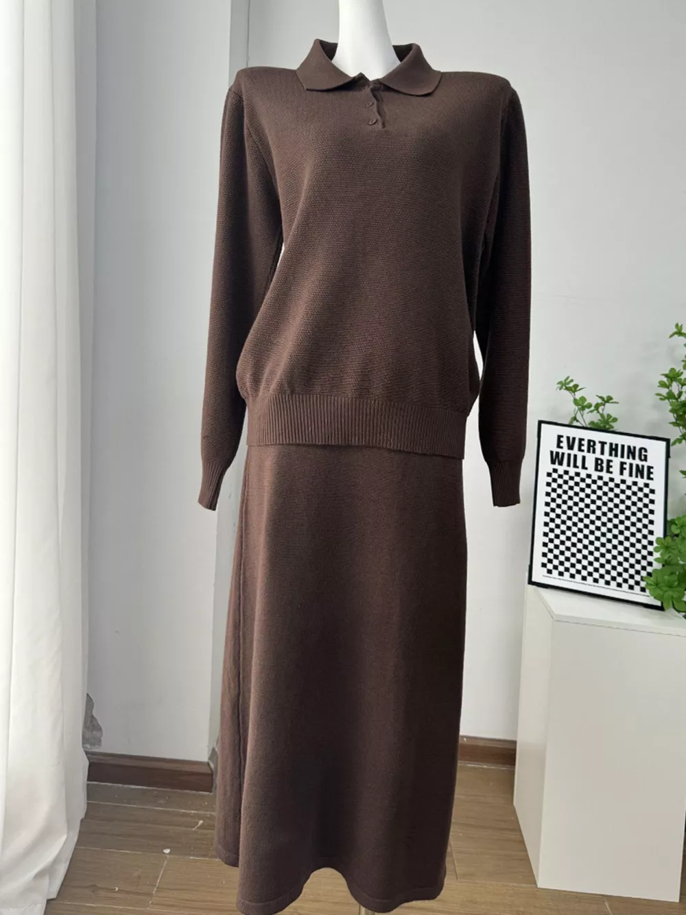 Polo Collar Top and Pants or Skirt Knit Set, image 20