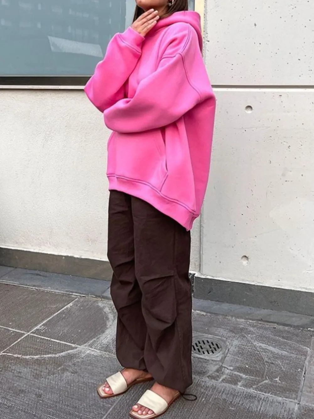 Pocketed Dropped Shoulder Long Sleeve Hoodie, image 9