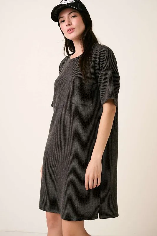 Urban Rib Knit Short Sleeve Tee Dress, image 3