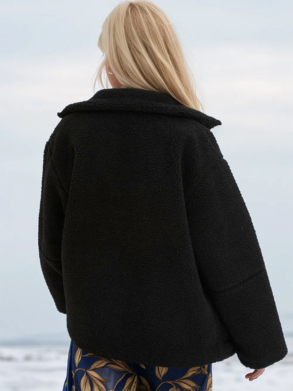 Turtleneck Zip Up Long Sleeve Plush Jacket, image 19