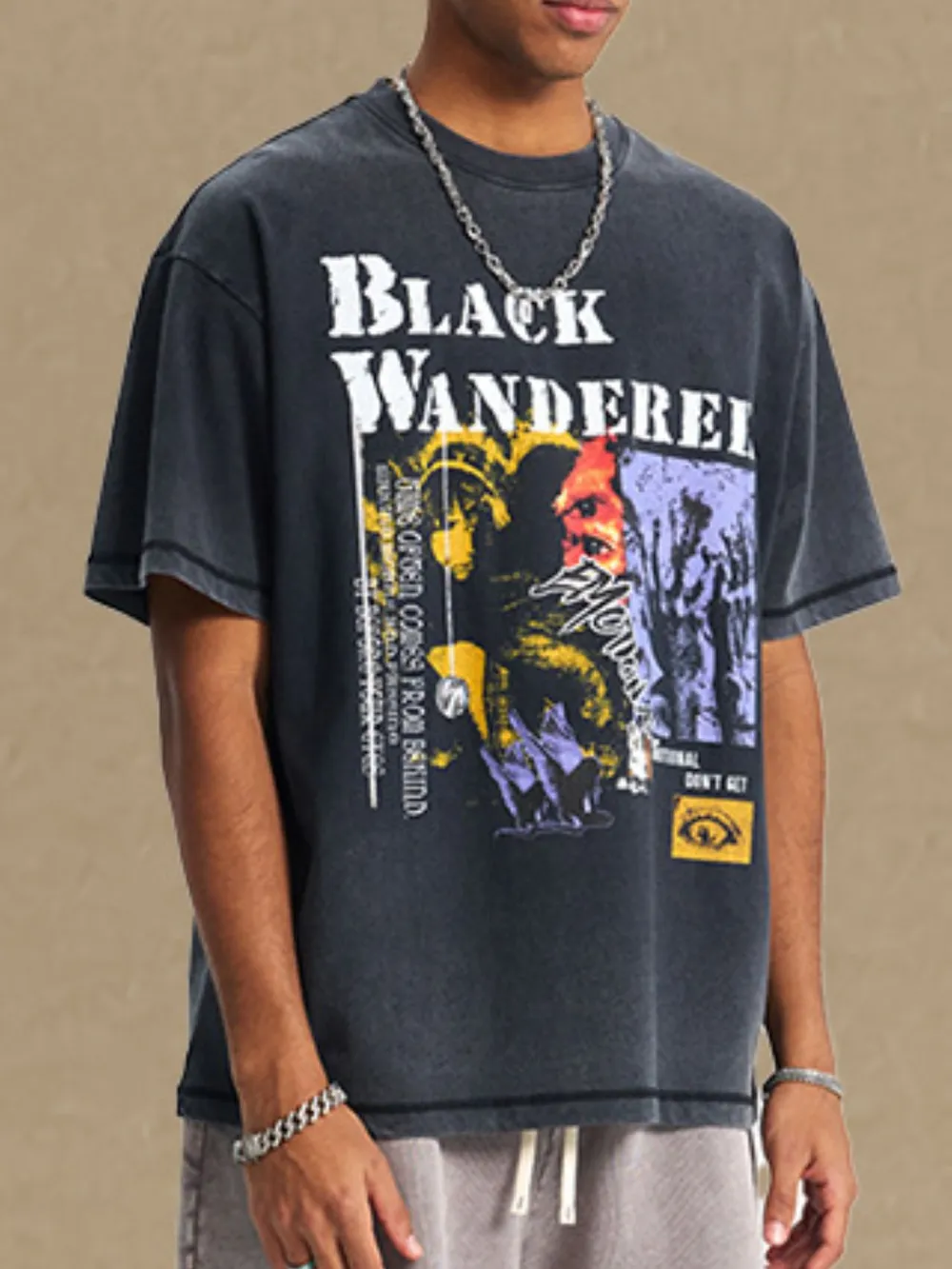 Men's Graphic Round Neck Half Sleeve T-Shirt, image 3