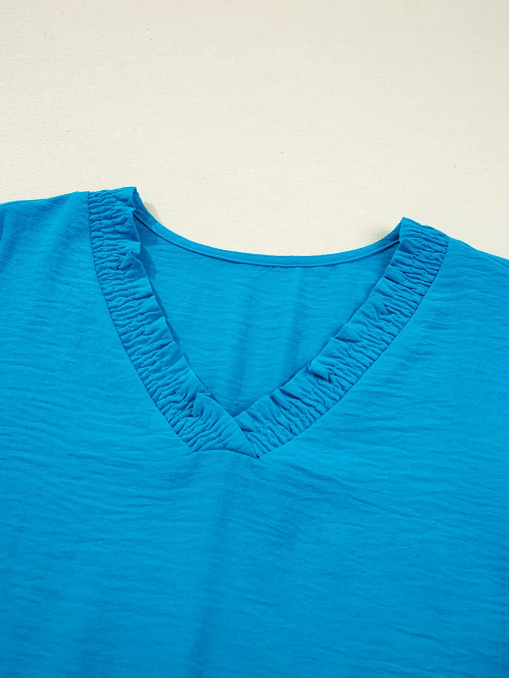 Textured Frill Smocked V-Neck Blouse, image 7