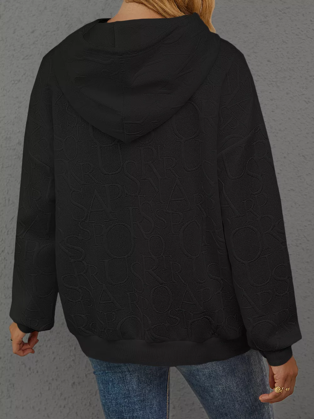 Full Size Embossed Lettering Casual Hoodie Plus Size, image 14