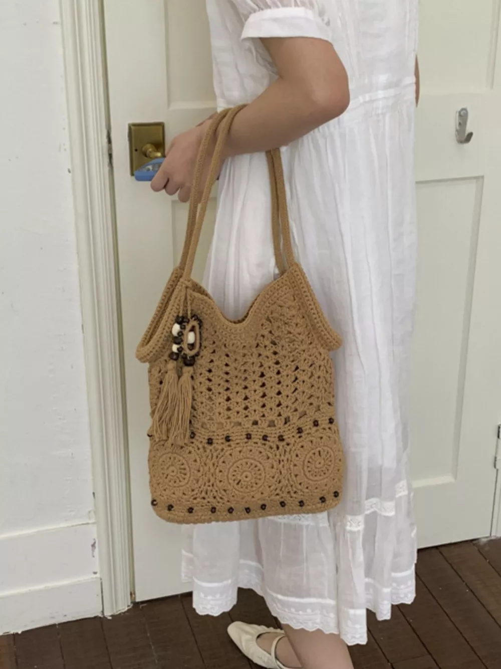 Crochet Knit Shoulder Bag, image 5