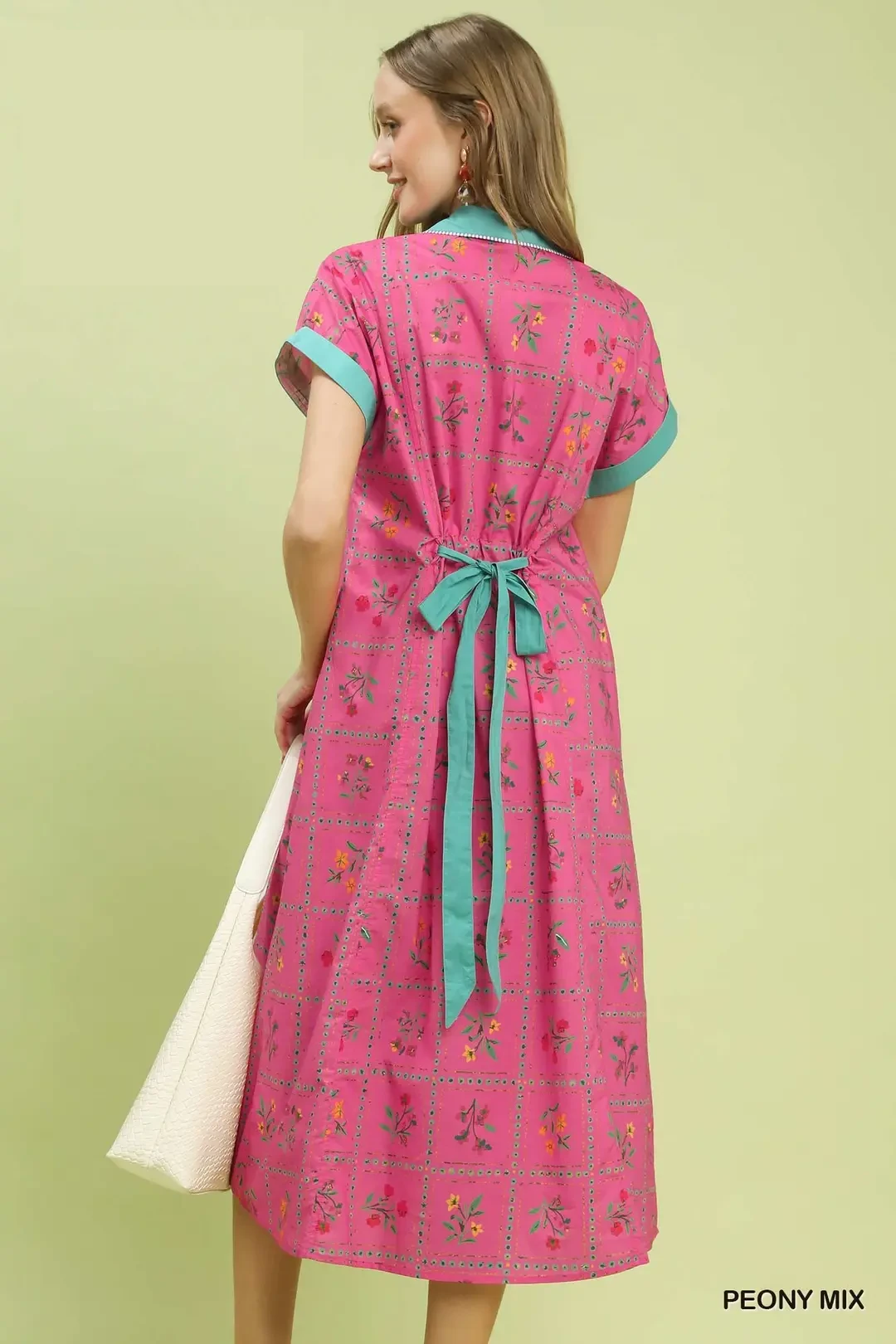 Mix Floral Button-Front Midi Dress, image 3