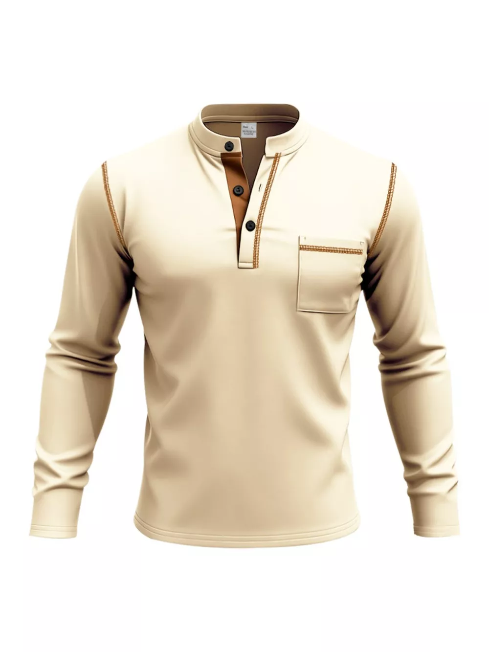 Men's Full Size Casual Long Sleeve Henley T-Shirt with Pocket Plus Size, image 8