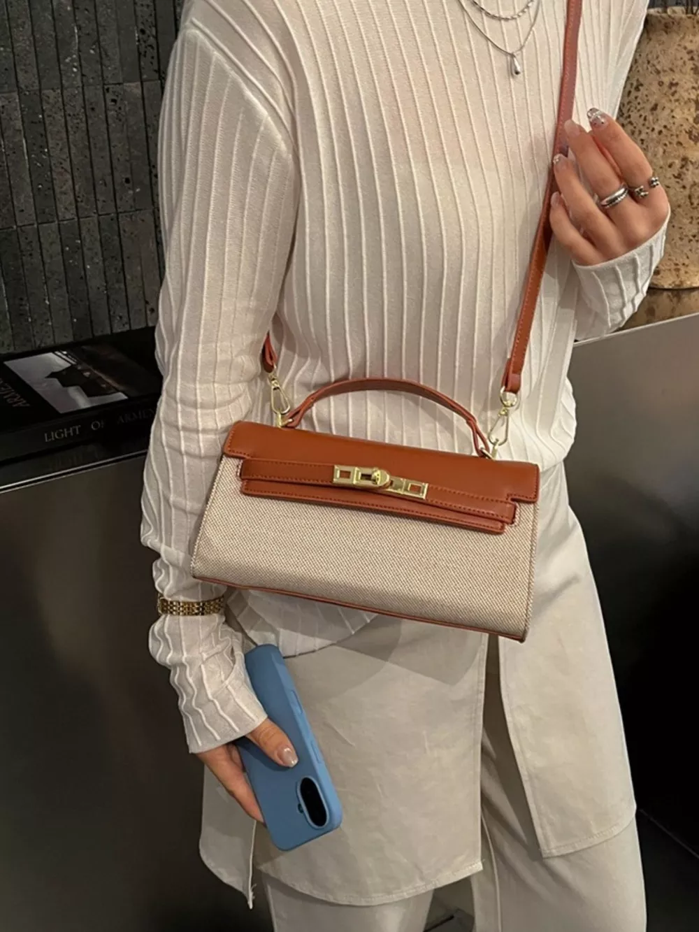 Two-Tone Flap Crossbody Bag, image 5