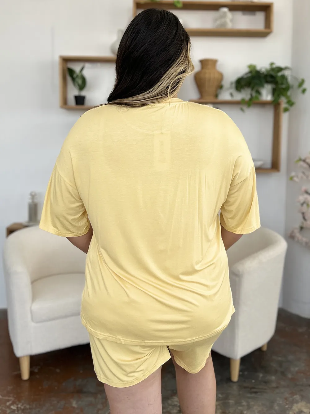 Bamboo Full Size Round Neck Drop Shoulder T-Shirt and Shorts Set, image 15