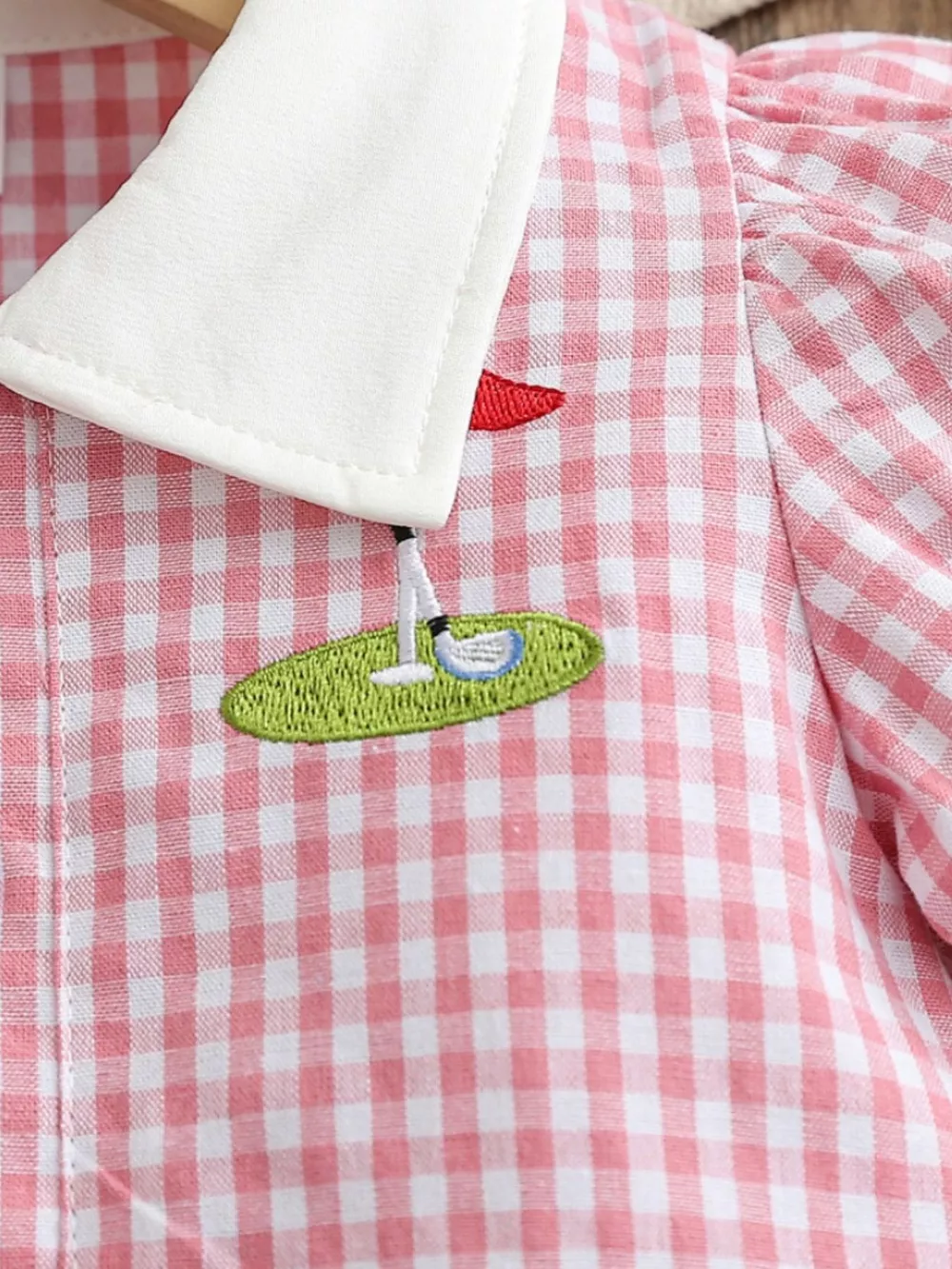 Children's Gingham Ruffle Hem Polo Dress, image 3