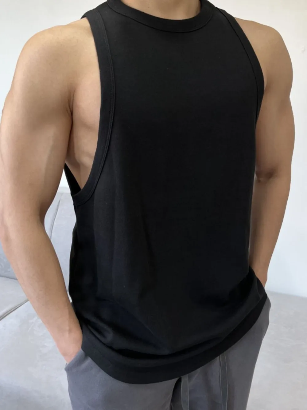 Men's Plus Size Round Neck Tank, image 3