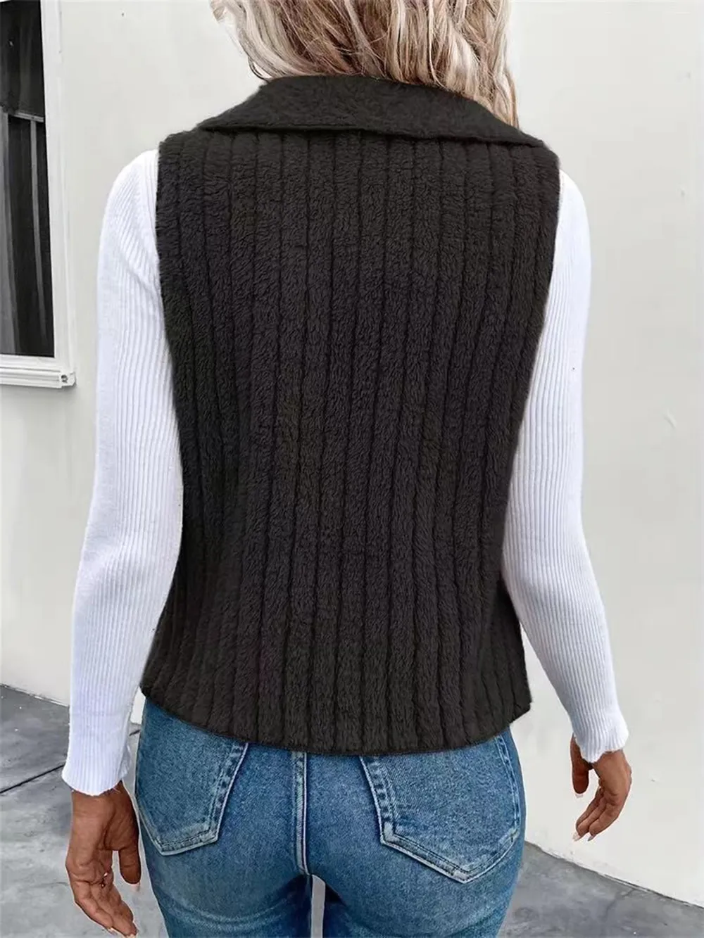Open Front Fuzzy Vest Coat, image 8