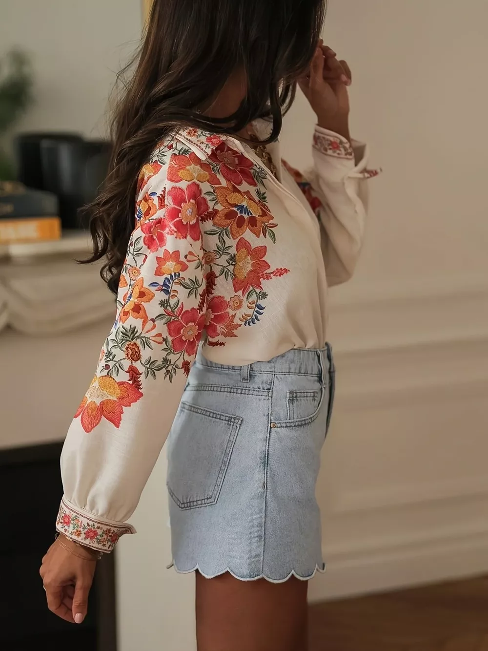 Floral Print Button Up Shirt, image 4