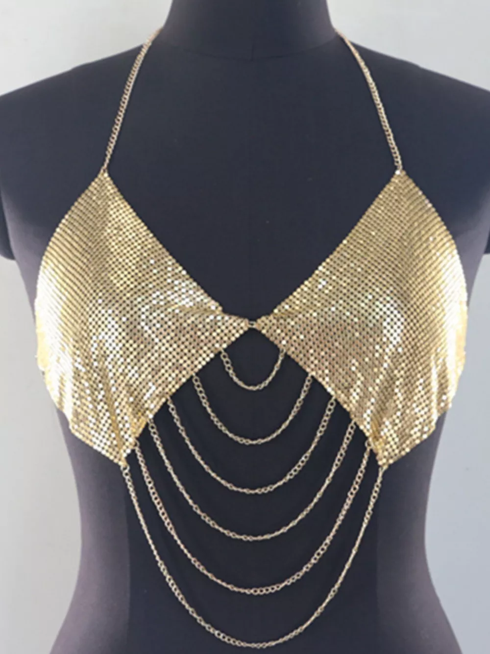 Metallic Chainmail Halter Cami Top, image 6