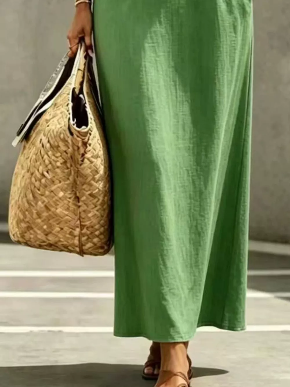Decorative Button Balloon Sleeve Maxi Dress, image 12