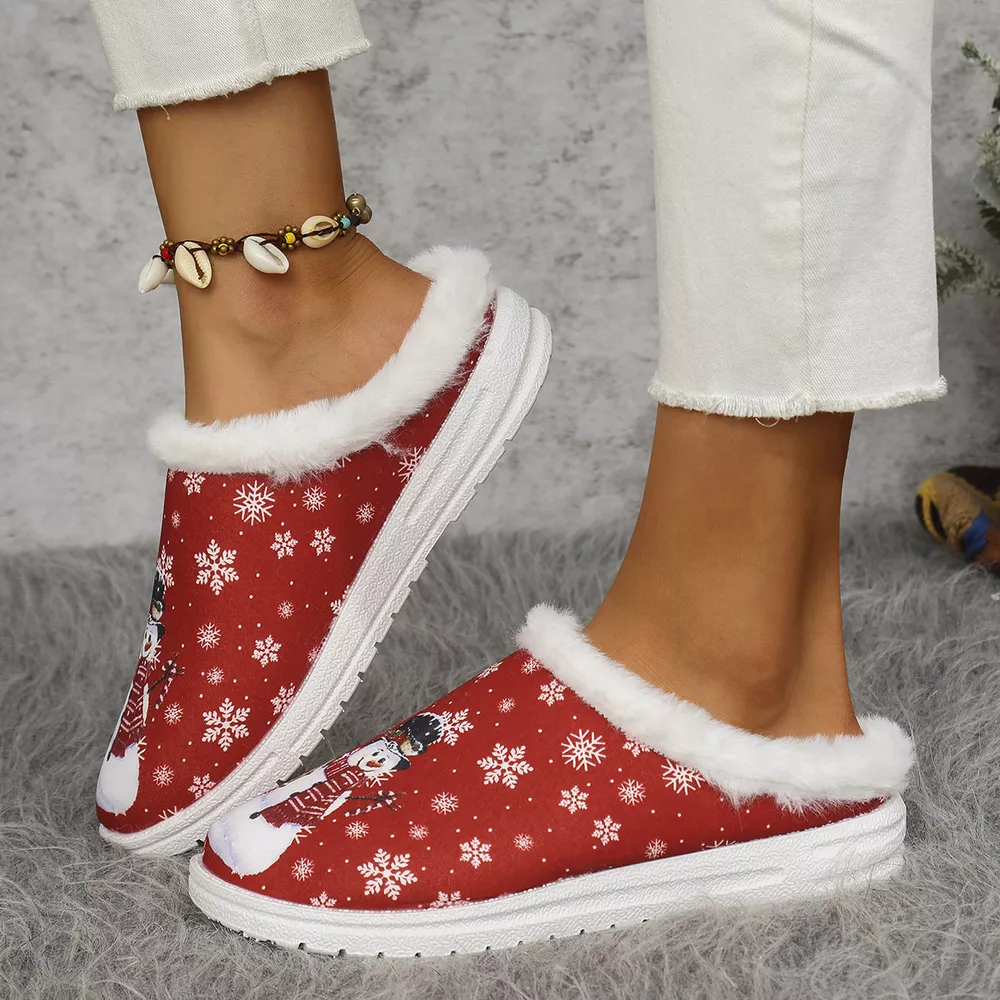 Christmas Snowman Plush Lined Slippers, image 5