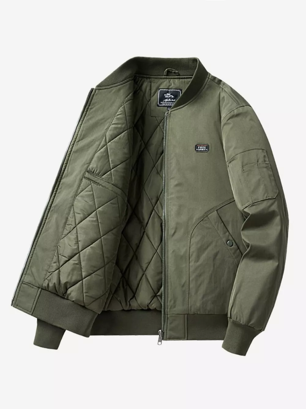 Men's Plus Size Bomber Jacket with Zipper, image 8