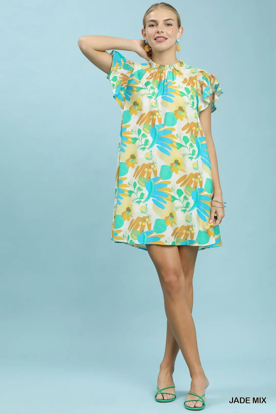 Ruffled Botanical Print Mini Dress, image 4