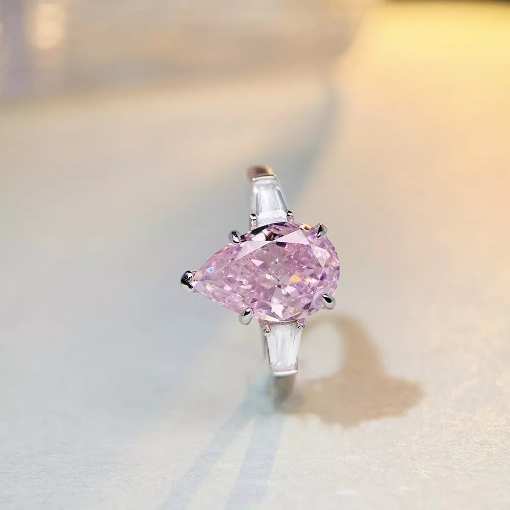925 Sterling Silver Zircon Teardrop Ring, image 3