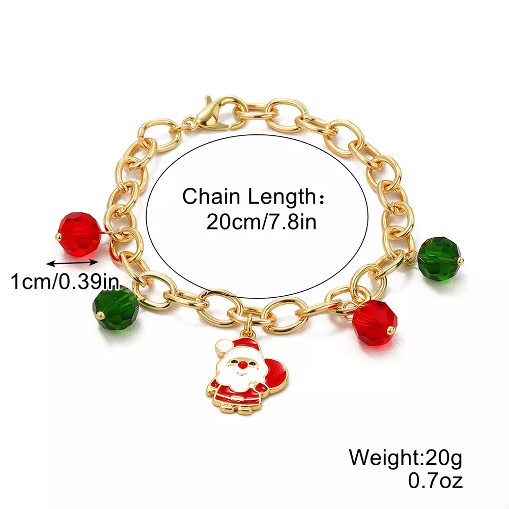 Christmas Santa Snowman Bracelet with Colorful Crystal, image 4