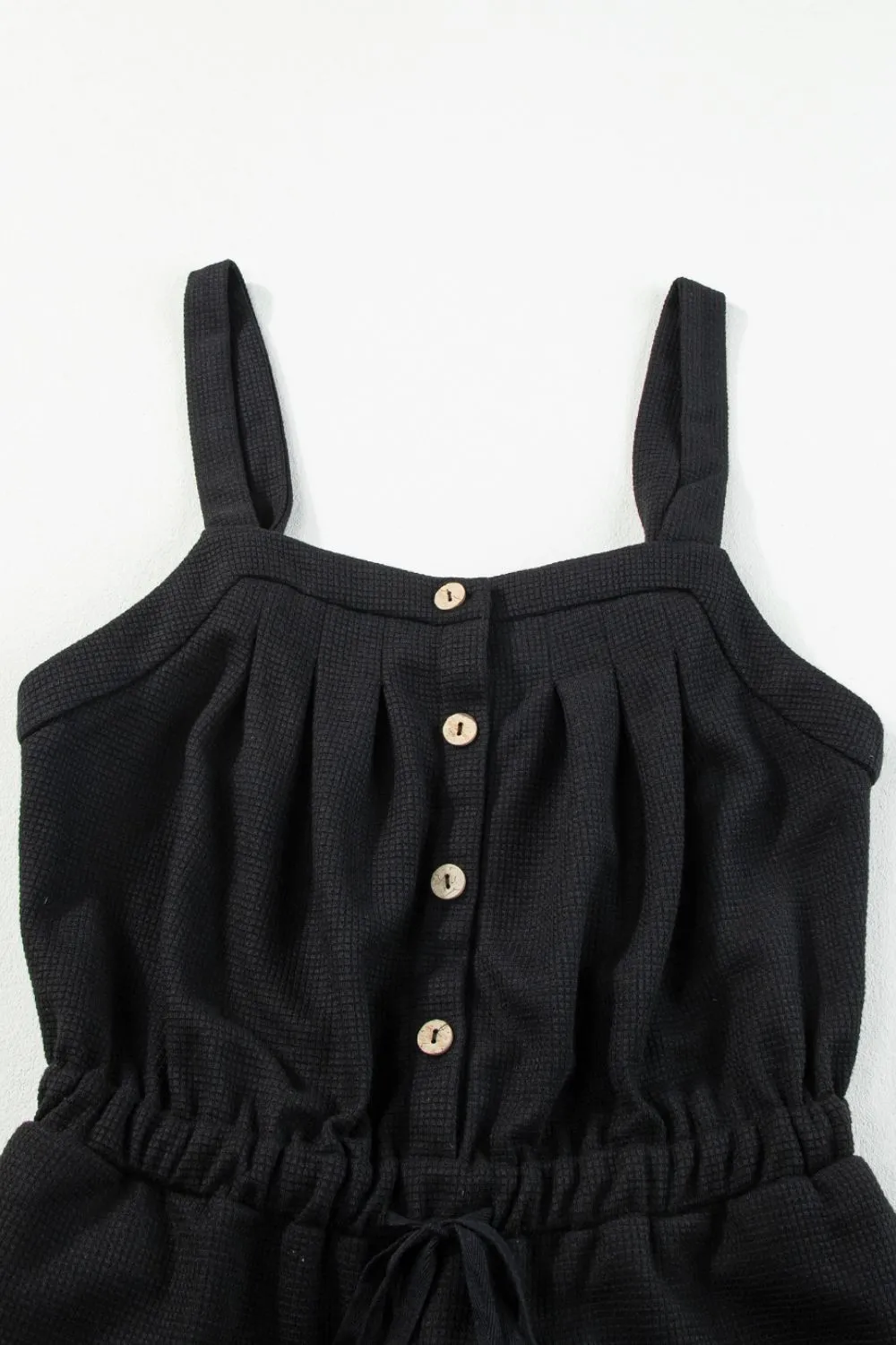 Knotted Straps Button Textured Drawstring Jumpsuit, image 13