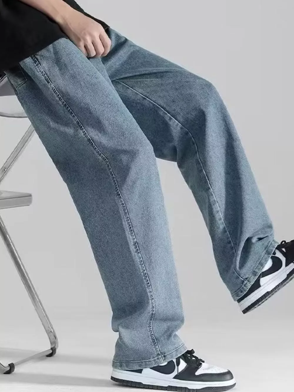 Men's Plus Size Loose Fit Drawstring Jeans, image 2