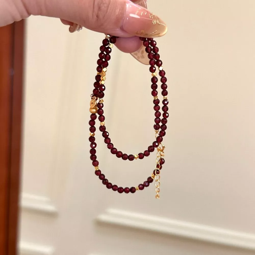 Double Layered Beaded Bracelet with Gold Accents, image 3