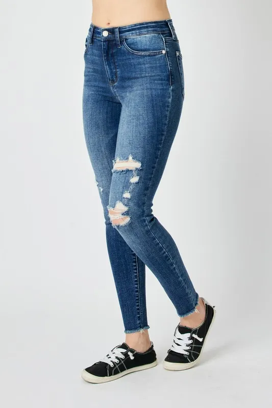 Full Size High Waist Distressed Skinny Jeans, image 4