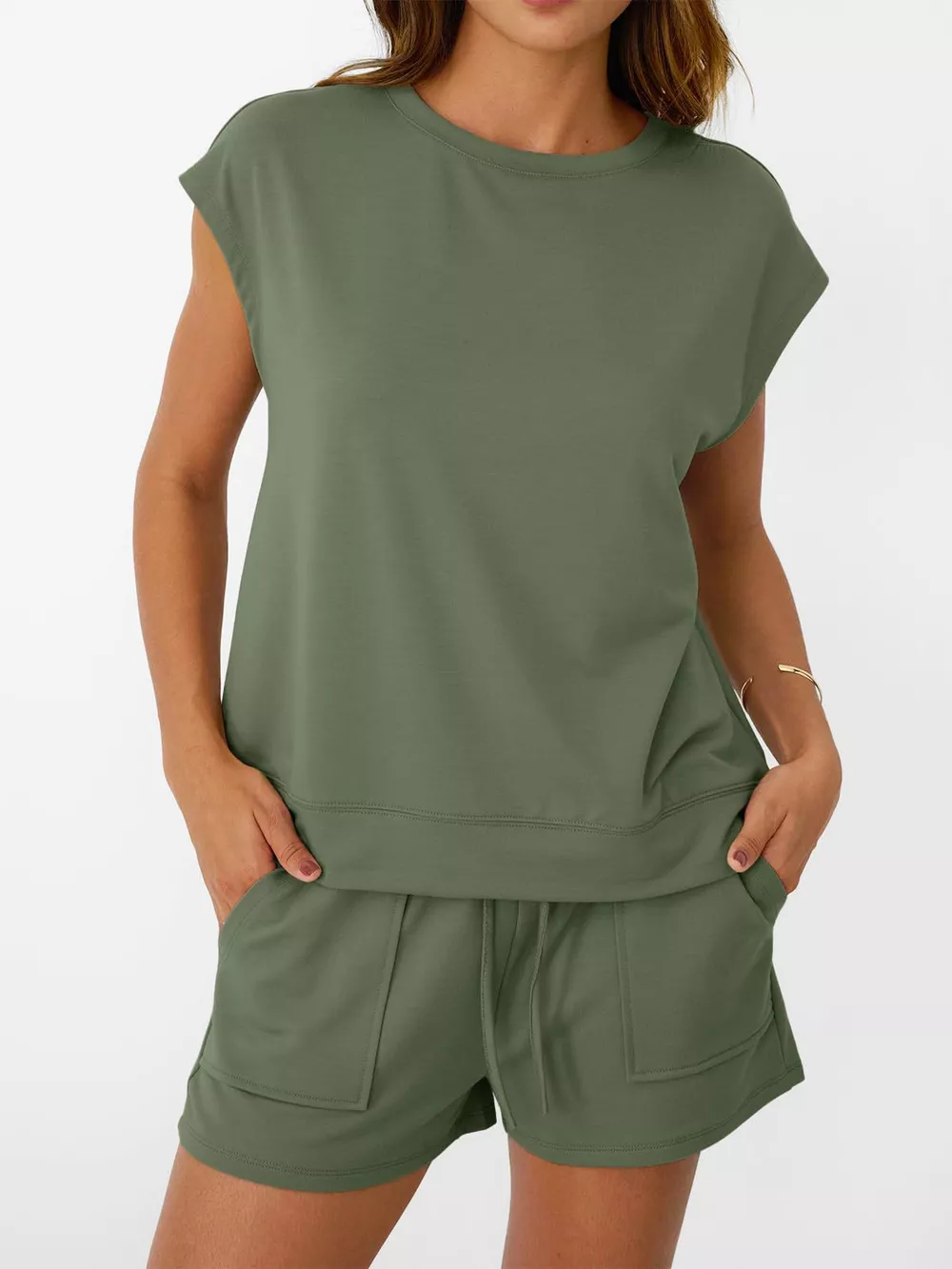 Round Neck Cap Sleeve Top and Shorts Set, image 20