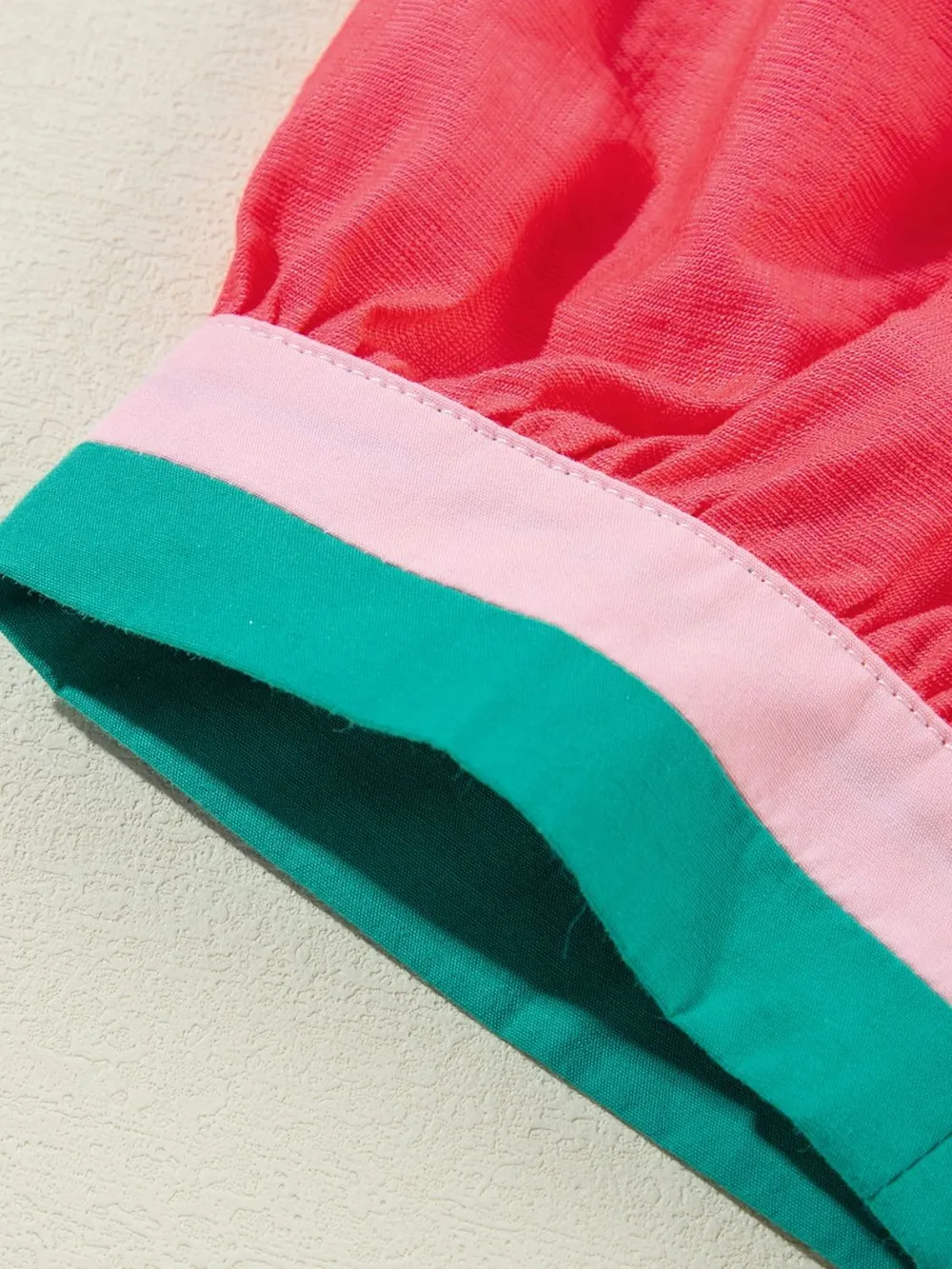 Carrot Colorful Trim V Neck Short Sleeve Blouse, image 8