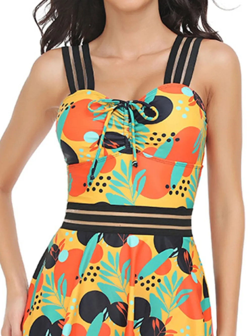 Ruched Printed Sweetheart Neck Two-Piece Swim Set, image 4
