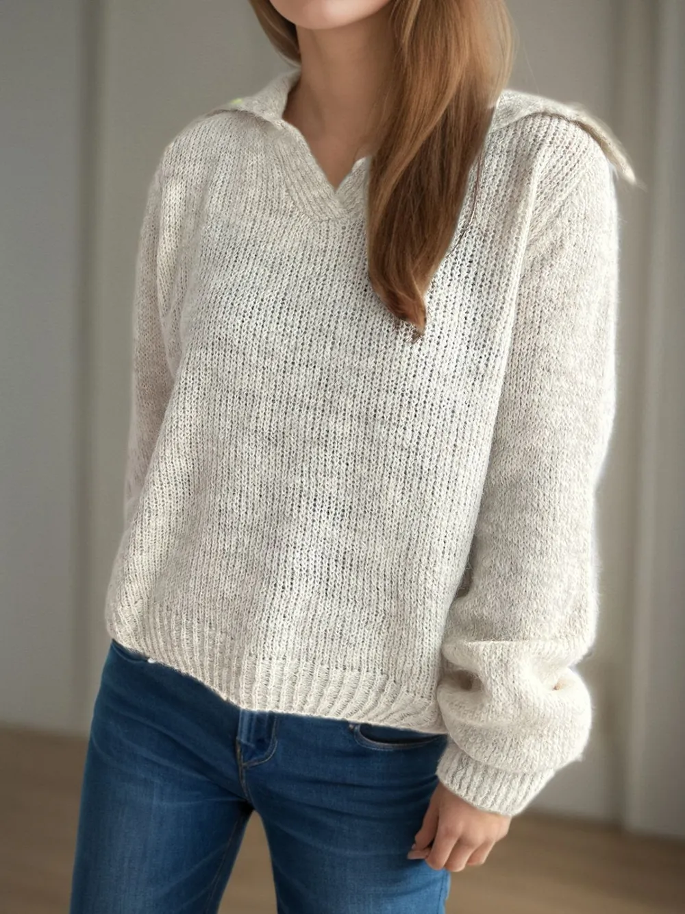 Collared Neck Long Sleeve Sweater, image 4