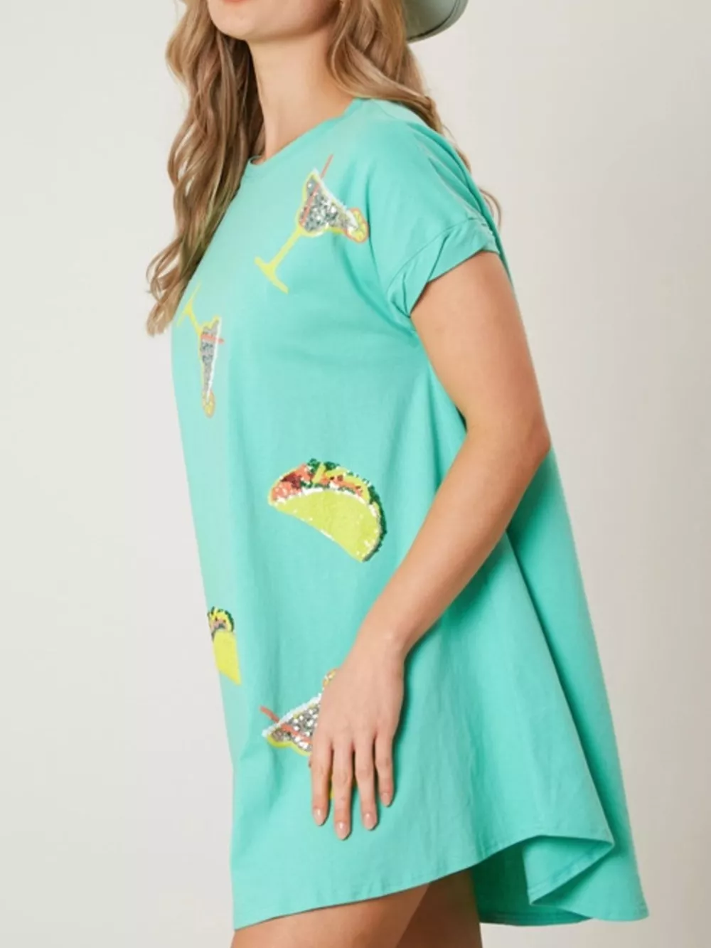 Sequin Short Sleeve Summer Tee Dress, image 10