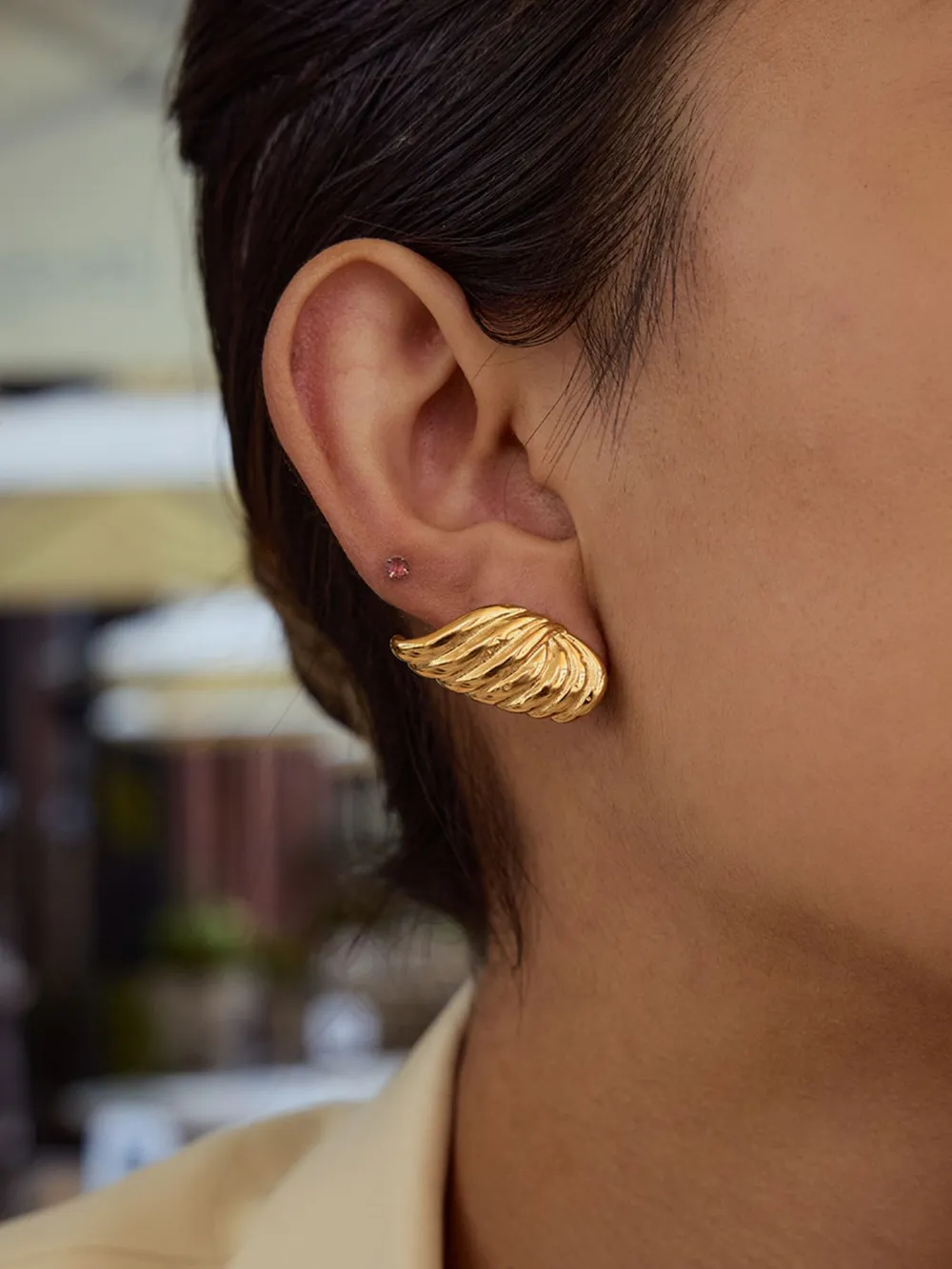 18K Gold-Plated Angel Wing Stud Earrings
