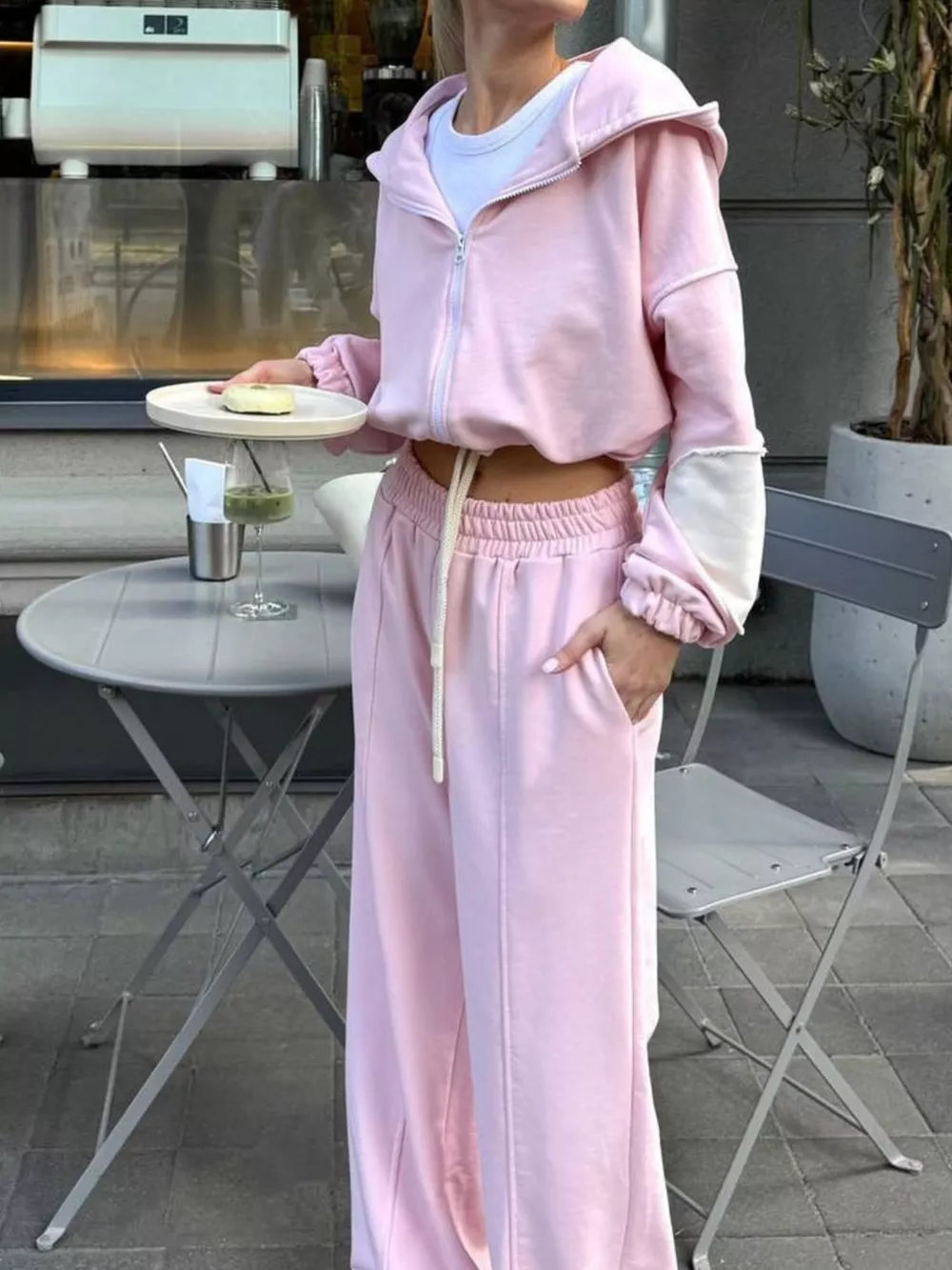 Zip Up Hoodie and Wide-Leg Pants Set, image 22