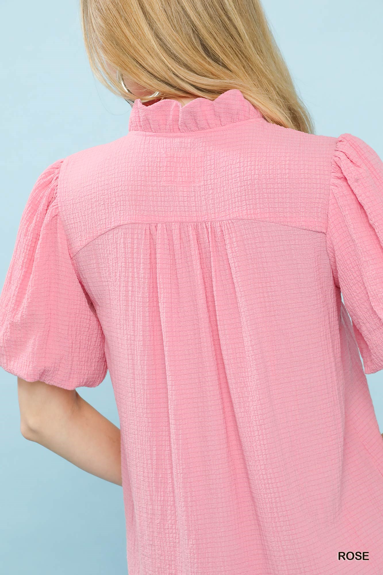 Seersucker Puff Sleeve Blouse, image 2