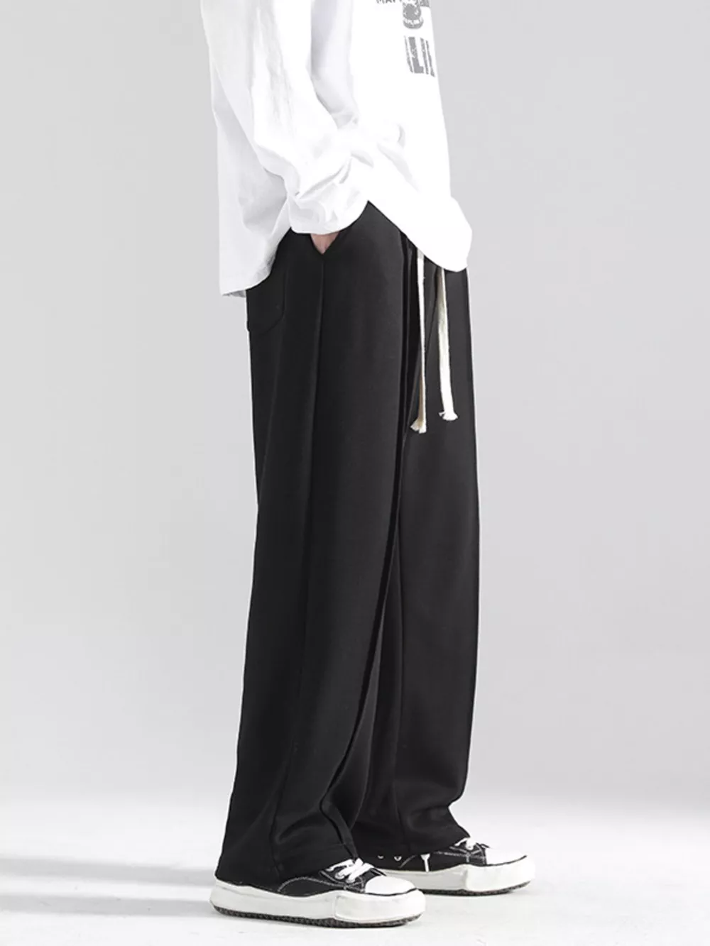 Men's Plus Size Casual Wide Leg Drawstring Pants, image 6