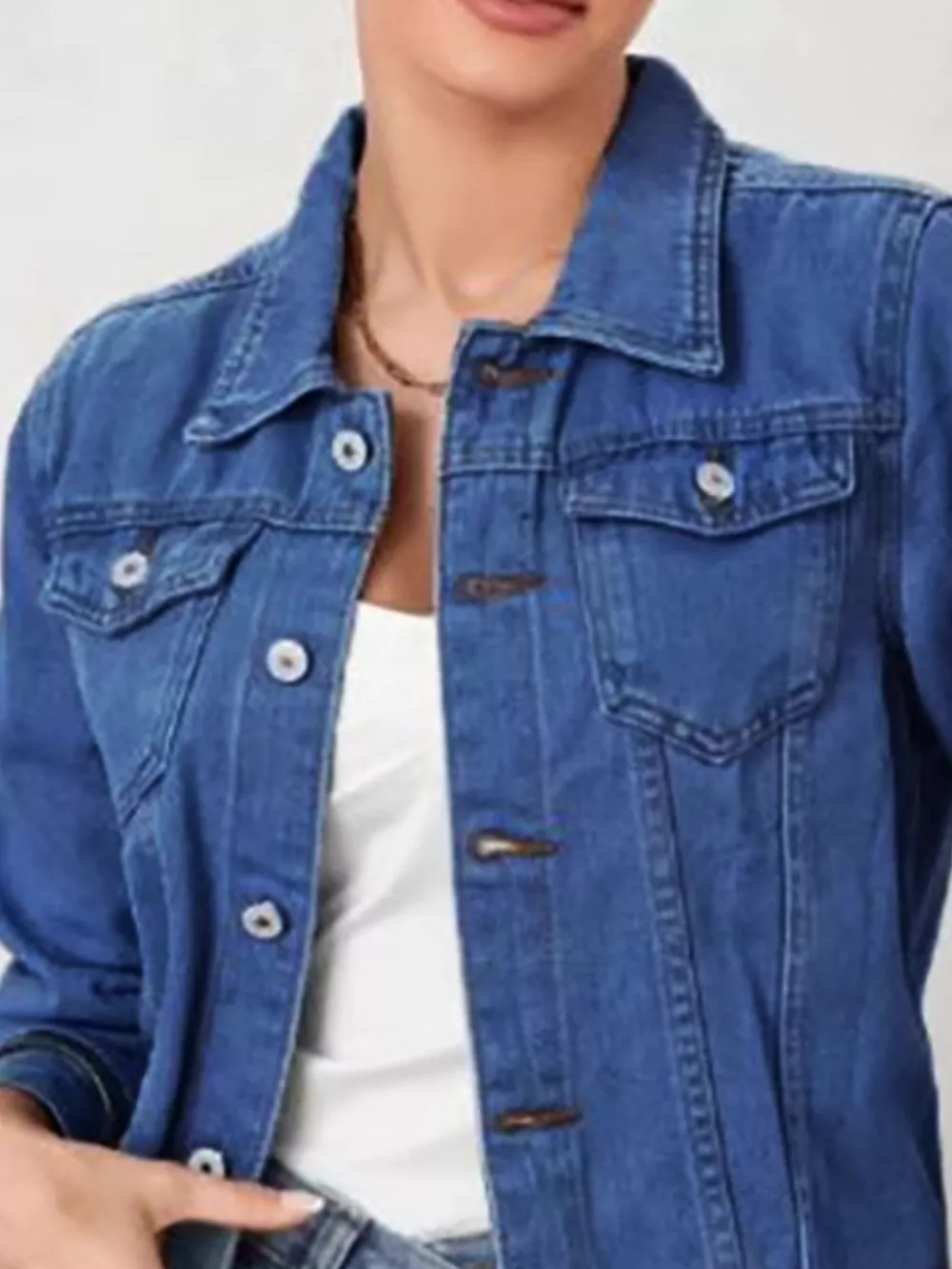 Button Up Long Sleeve Denim Jacket, image 3