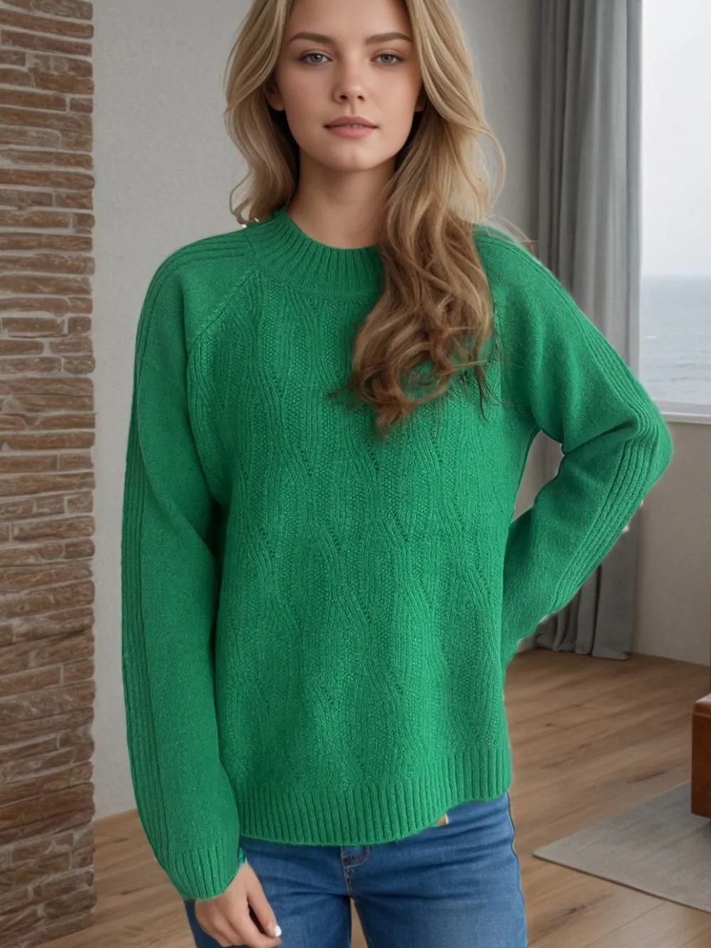 Mock Neck Long Sleeve Sweater, image 5