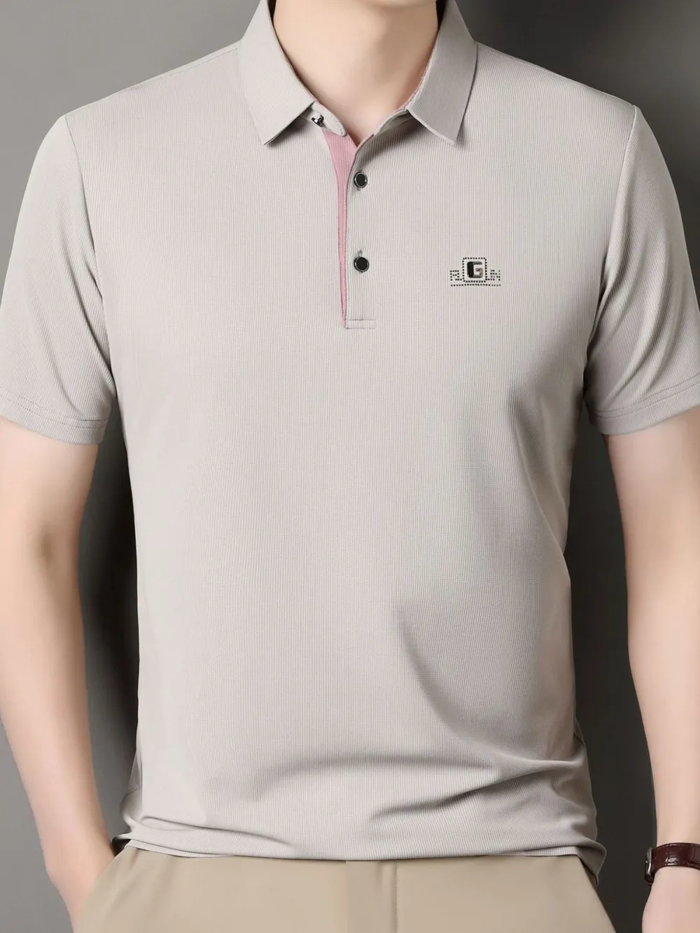 Men's Plus Size Button Detail Short Sleeve Polo