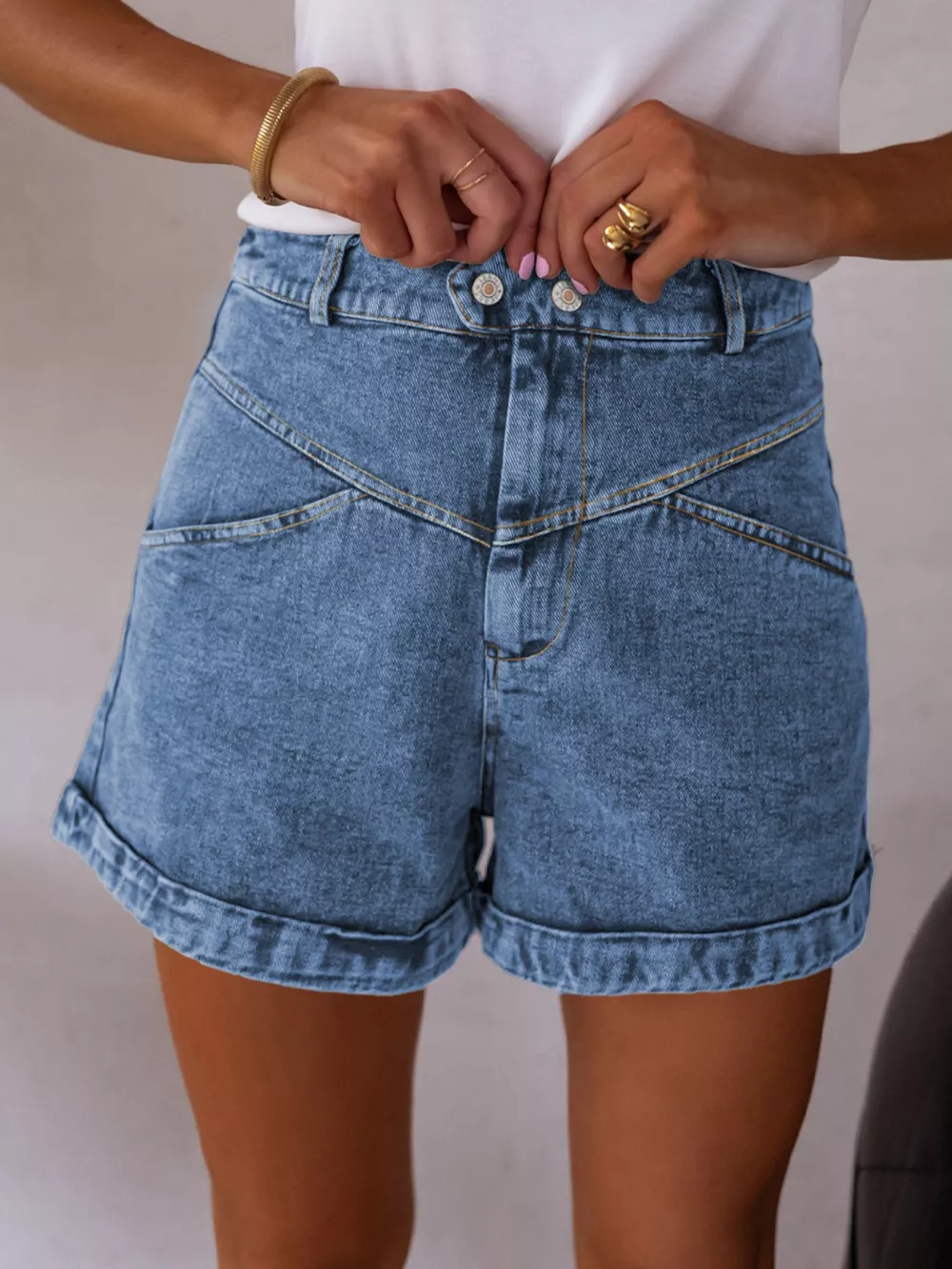 High-Waisted Denim Shorts