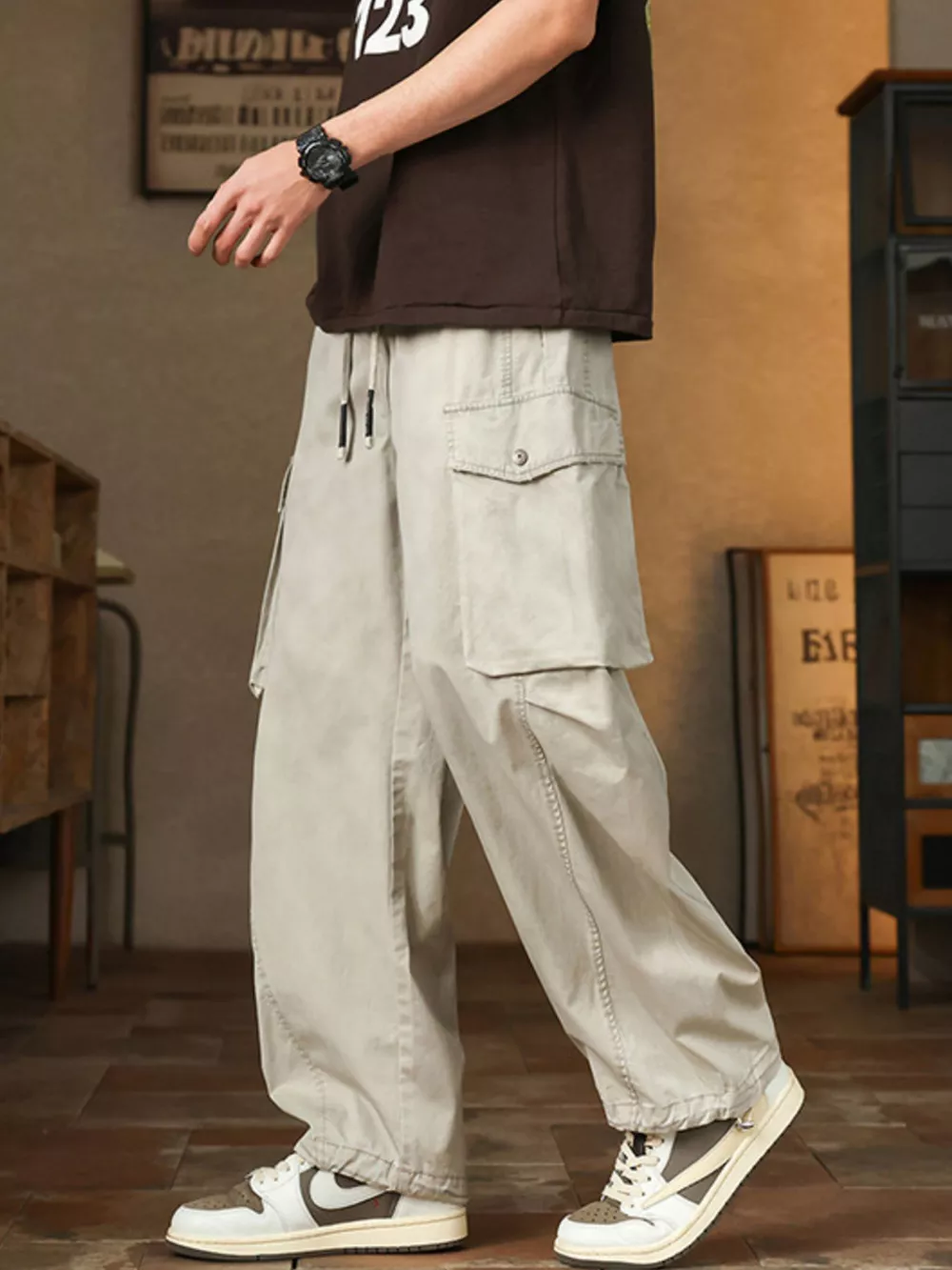 Men's Plus Size Casual Loose Fit Cargo Pants, image 9