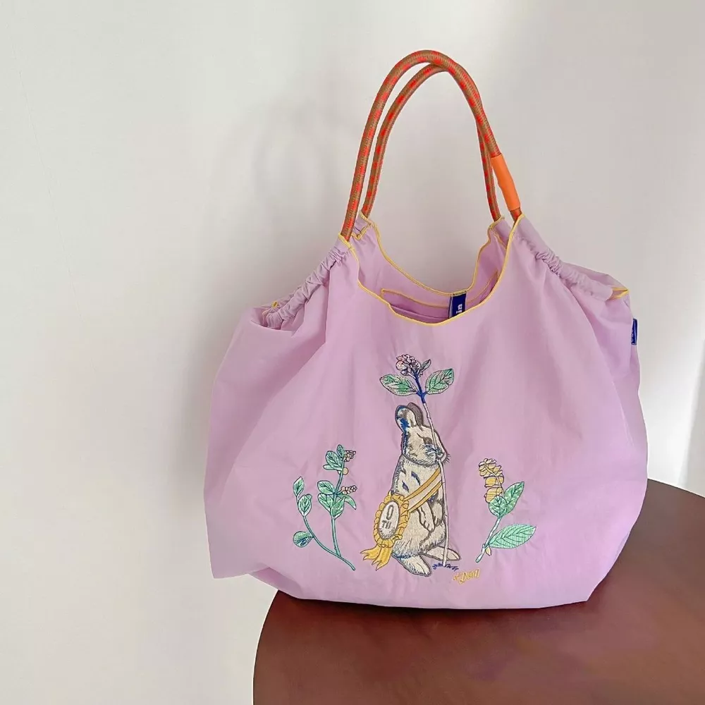 Embroidered Lightweight Tote Handbag, image 2