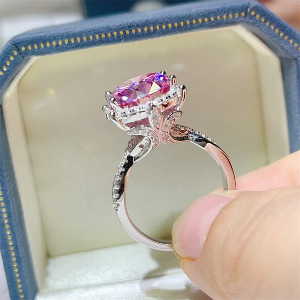 5 Carat Moissanite Halo Engagement Ring, image 6