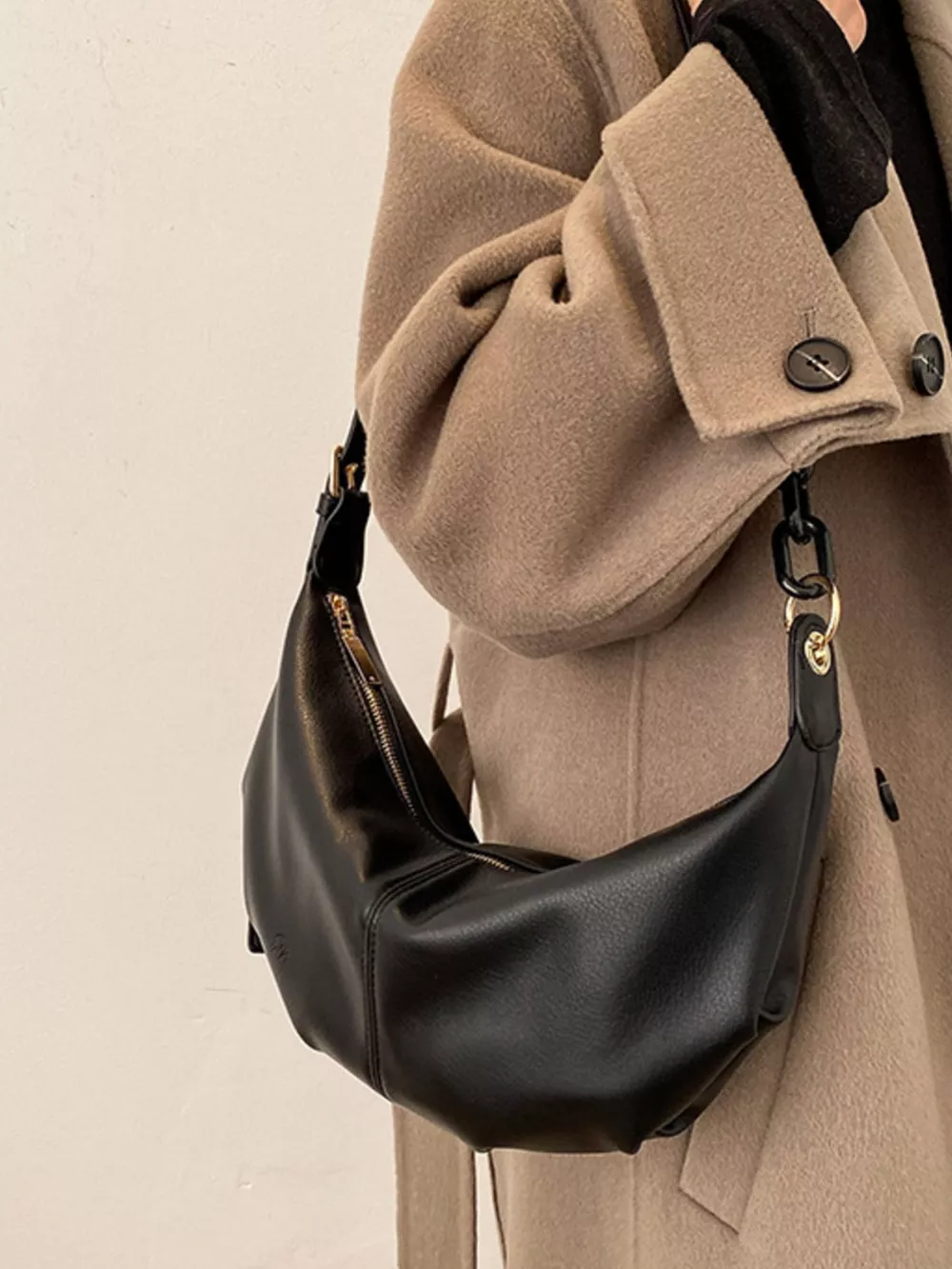 Leather Crescent Crossbody Bag, image 2