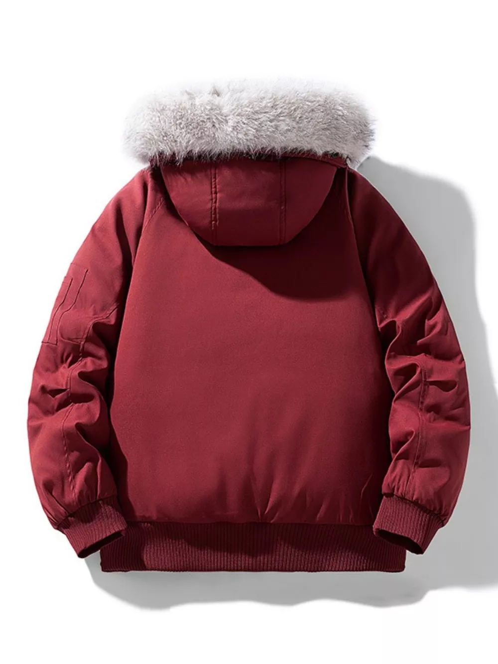Men's Plus Size Faux Fur Hooded Padded Bomber Jacket, image 3